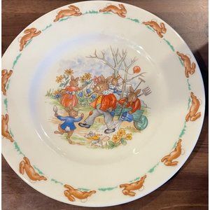 Royal Doulton Bunnykins Plate Rabbits Gardening Bone China Nursery Infant China